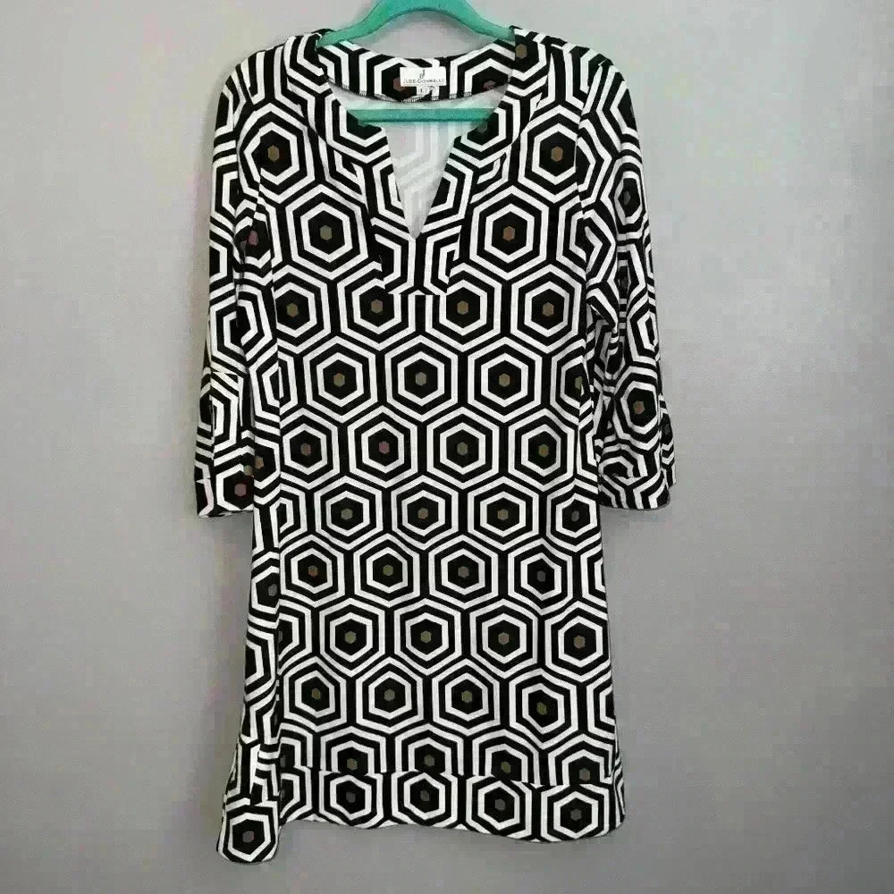 EUC Jude Connally Geo Print Shift Dress Size Large